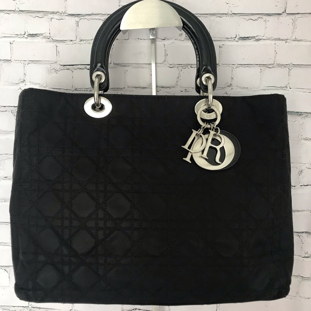 Lady Dior Black Nylon Handbag